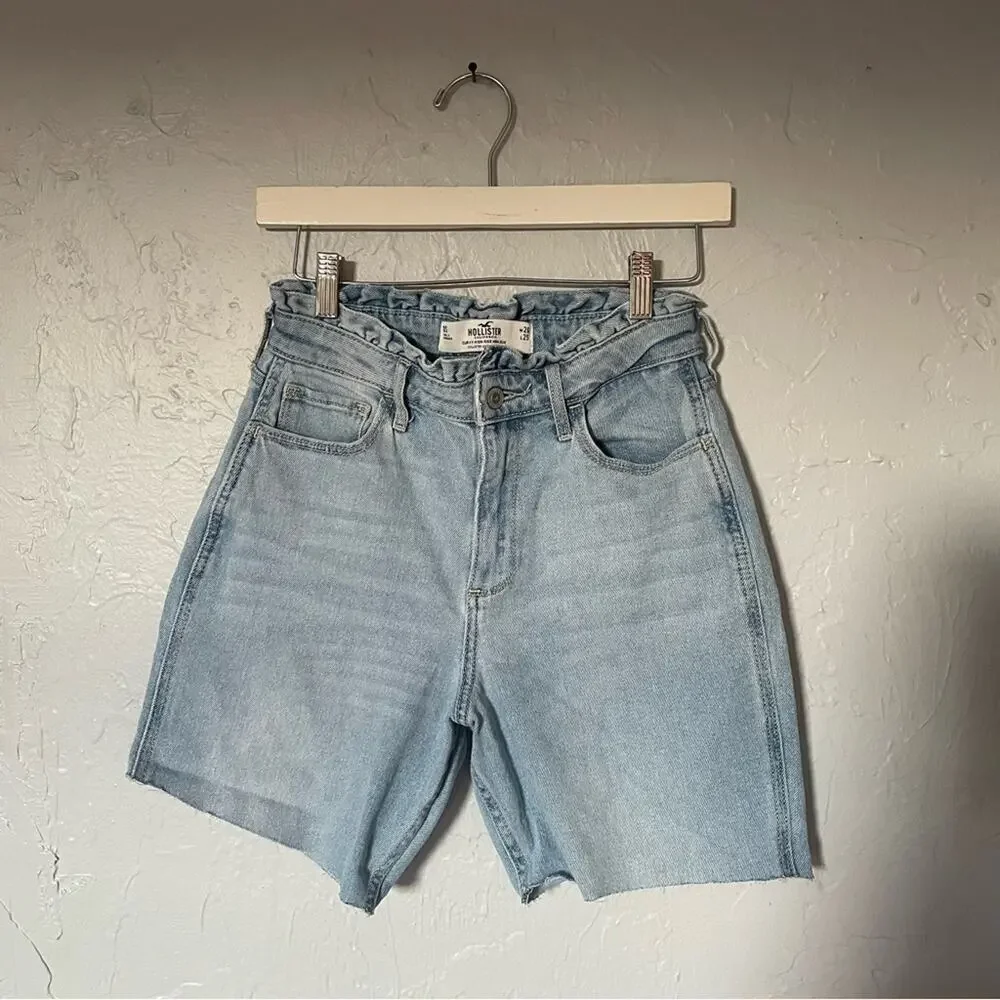 Hollister Jean Cutoff Shorts Light Wash Ruffle W 26